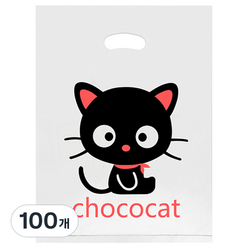 마켓감성 귀여운 캐릭터 비닐 봉투, 고양이, 100개
