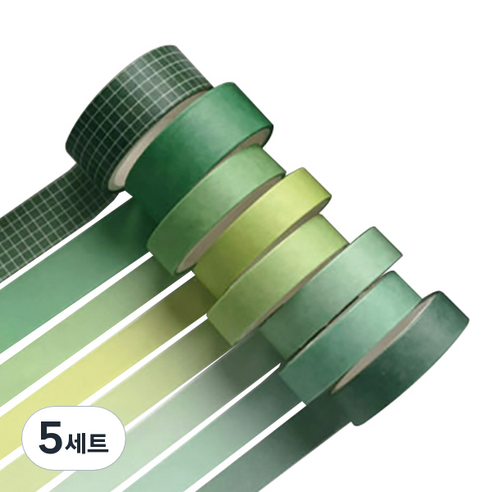 미빌 문구 베이직 패턴 마스킹 테이프 8종 세트, 포레스트, 5세트
