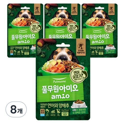 풀무원아미오 전연령 강아지 자연담은 영양식 습식사료, 연어+양배추, 50g, 8개