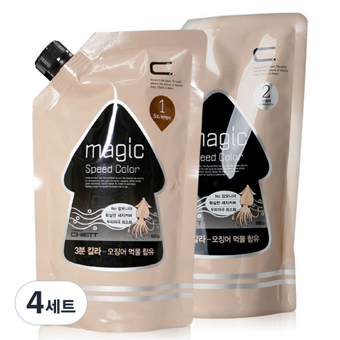 에비뉴 쉬에뜨 매직 스피드 칼라염색크림 1제 500ml + 2제 500ml, 자연 밤색, 4세트