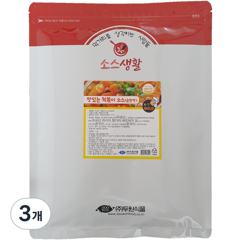 맛있는 떡볶이 소스 분말 순한맛, 1kg, 3개