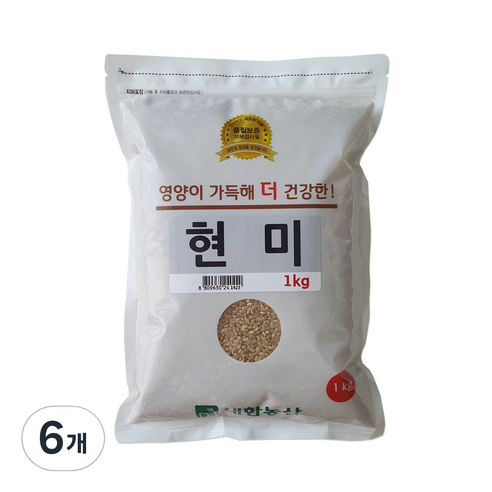 대한농산 현미, 1kg, 6개