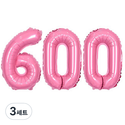JOYPARTY 숫자 600 은박 풍선 대 세트, 핑크, 3세트