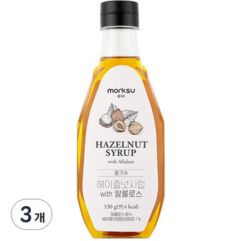 헬스레시피 몽크슈 헤이즐넛시럽 WITH 알룰로스, 530g, 3개