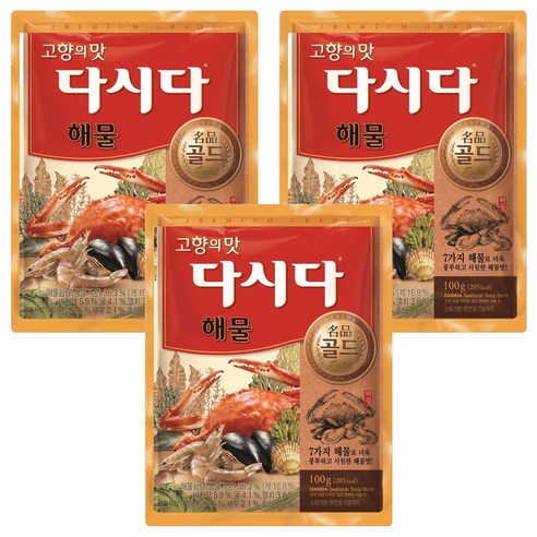 다시다 명품골드 해물 조미료, 100g, 3개