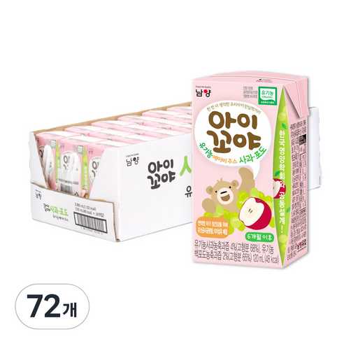 아이꼬야 유기농 베이비주스 120ml, 사과+포도, 72개