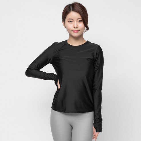 여름철 시원하고 편안한 착용감을 제공하는 캐럿 여성용 냉감 기능성 긴팔 요가 티셔츠