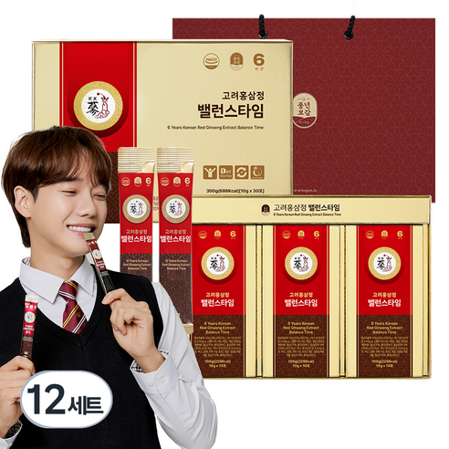 풍년보감 고려홍삼정 밸런스타임 6년근 홍삼스틱 선물세트 + 쇼핑백, 300g, 12세트