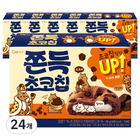 청우식품 쫀득 초코칩 5p, 90g, 24개