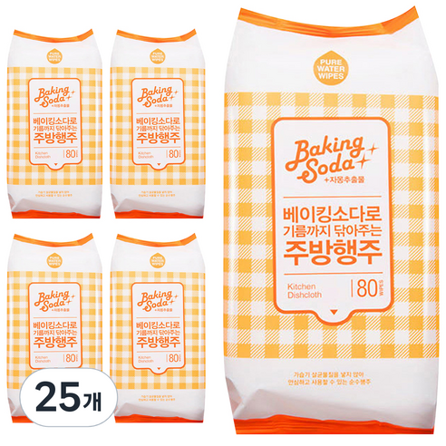 선우랜드 베이킹소다를 담은 주방행주 프리미엄체크 일반형, 80개입, 25개