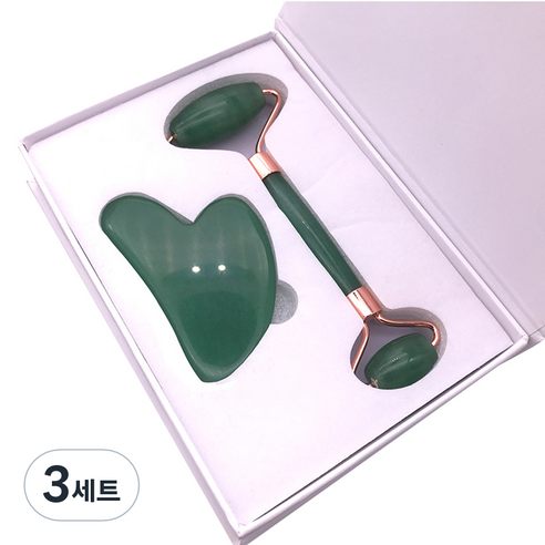 프랑온드 옥석 롤러 안면 뷰티 마사지기 롤러 + 하트 세트, 혼합색상, 3세트
