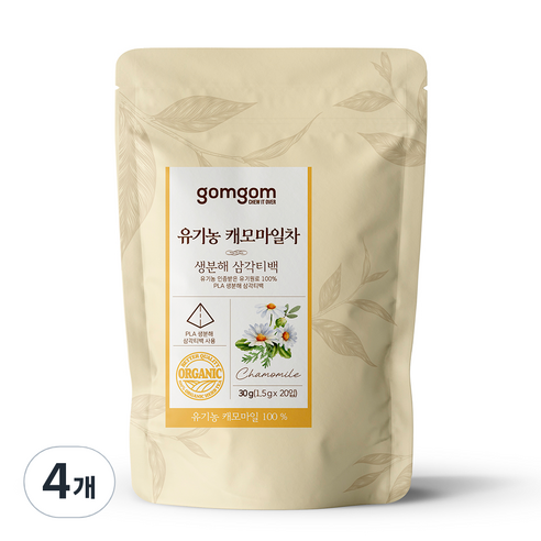 곰곰 유기농 캐모마일차 생분해 삼각티백, 1.5g, 20개입, 4개