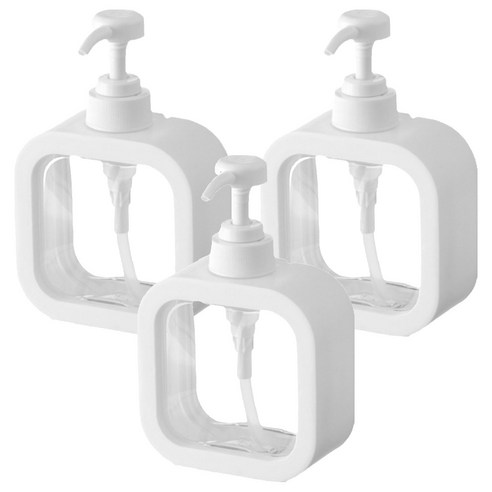 제이밀 사각 투명 디스펜서 500ml, 화이트, 3개