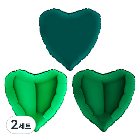 그라보벌룬 은박 하트풍선 3종 세트, 에메랄드그린, 그린, 다크그린, 2세트