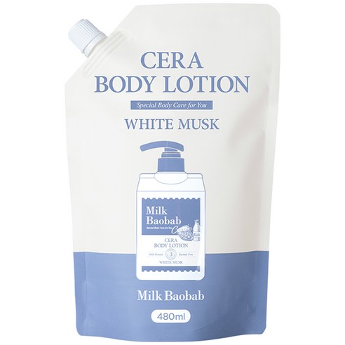밀크바오밥 세라 바디로션 화이트머스크 리필용, 480ml, 1개