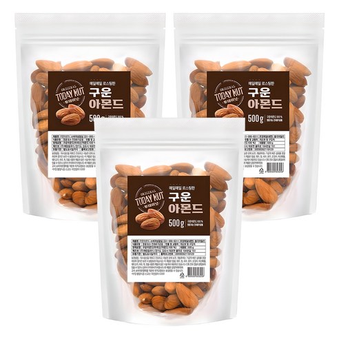 투데이넛 구운 아몬드, 500g, 3개