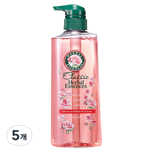 허벌에센스 무실리콘 샴푸 핑크로즈, 490ml, 5개