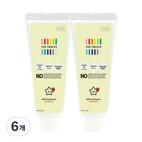 더트웰브 Step1 베이비 무불소치약, 80g, 6개