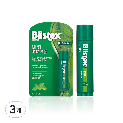 블리스텍스 민트 립밤 4.25g, 3개