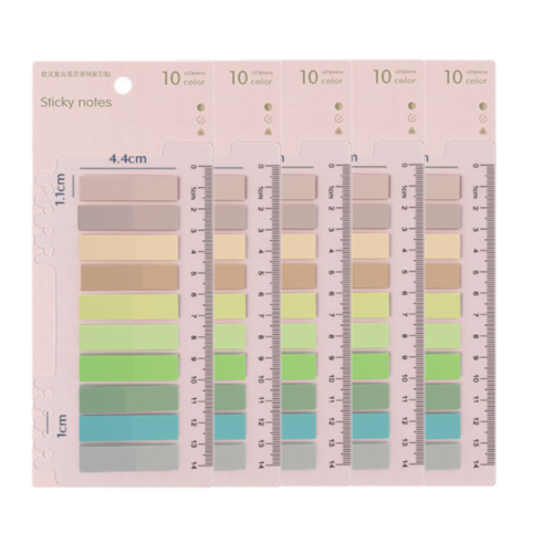 오트라 스티키 노트 분류 체크 점착메모지, 스퀘어 - 풀파스텔, 5개