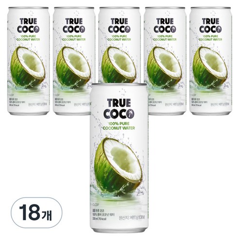 클룹 트루코코 퓨어 코코넛워터, 330ml, 18개