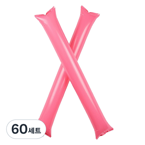 만들하비 컬러 막대 체육대회용 응원풍선 양쪽 세트, 핑크, 60세트