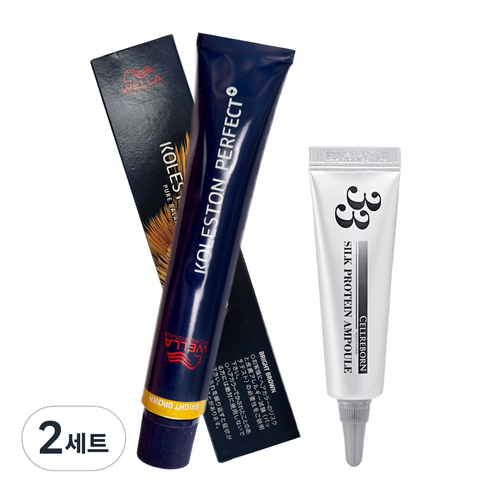 웰라 콜레스톤 퍼펙트 플러스 염모제 80g + 셀리본 33 실크 프로틴 앰플 12ml, 10/37, 2세트