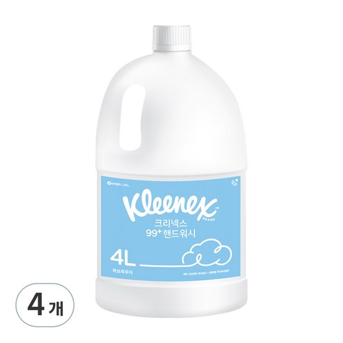 크리넥스 99+ 거품형 핸드워시 허브파우더향, 4L, 4개