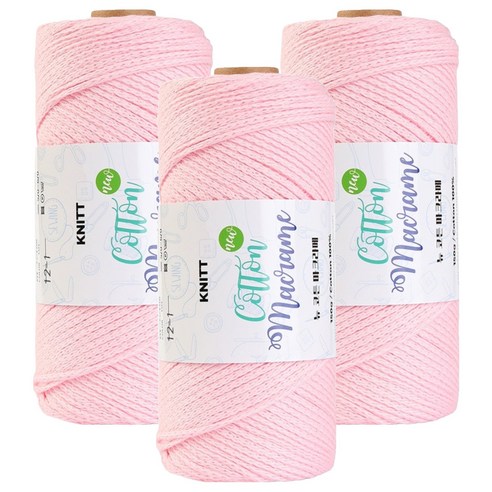 니뜨 뉴 코튼 마크라메 뜨개실 150g, 12베이비핑크, 3개