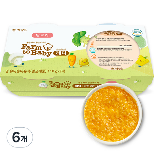 팜투베이비 레디 실온이유식 완료기 스윗고구마단호박진밥, 110g, 6개