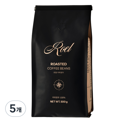 로엘 커피 원두 텍사스 블렌드, 5개, 500g, 홀빈(분쇄안함)
