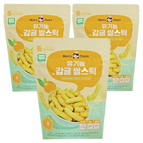 맛있는풍경 유기농 쌀스틱, 감귤, 30g, 3개