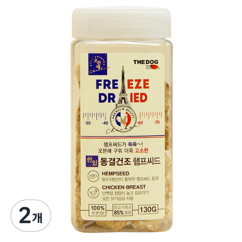 더독 강아지 바싹한 한입 오븐애 동결건조간식, 닭 + 햄프시드 혼합맛, 2개