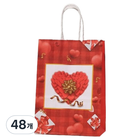 마켓감성 레드 기프트백 중형, 꽃별, 48개
