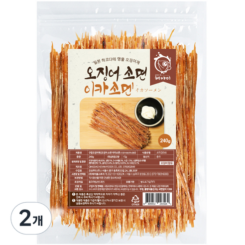 해야미 오징어 소면, 240g, 2개