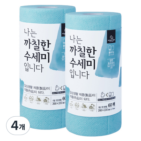 홈트너 나는 까칠한 수세미 입니다, 민트, 60개, 4개