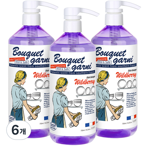 부케가르니 에코 1종 주방세제 와일드베리향, 750ml, 6개