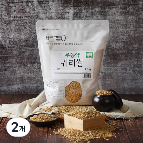 바른곡물 국내산 무농약 귀리쌀, 1.8kg, 2개
