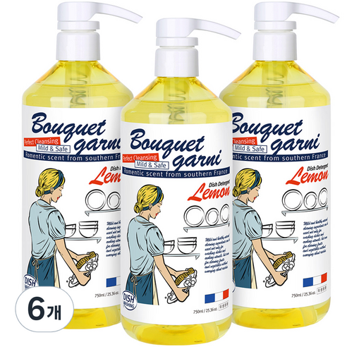 부케가르니 에코 주방세제 레몬향, 750ml, 6개