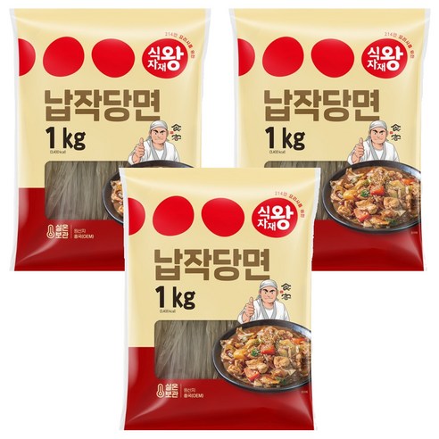 식자재왕 납작당면, 1kg, 3개