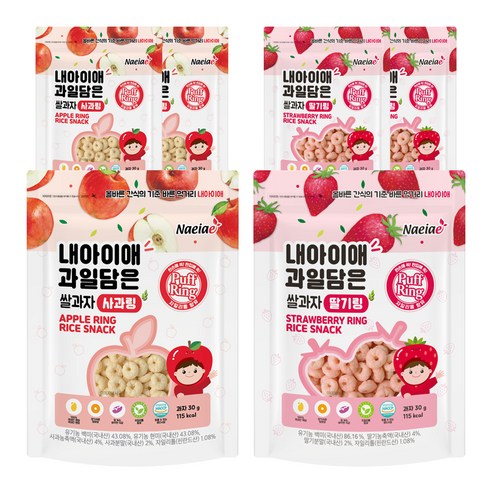 내아이애 과일담은 자일리톨 쌀과자 (사과 3개+딸기 3개) 6개, 사과, 딸기, 1세트