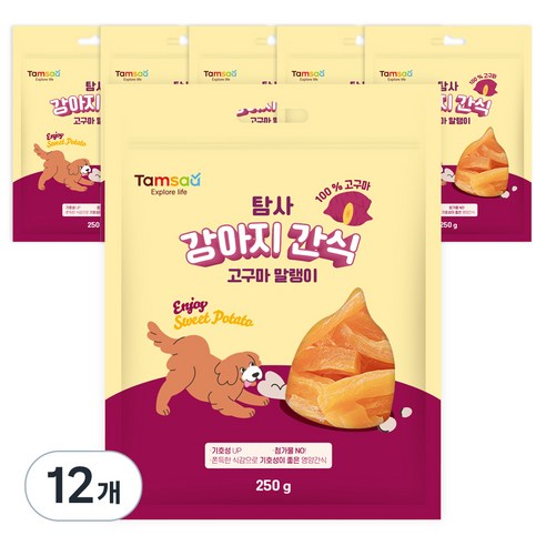 탐사 강아지 간식 고구마 말랭이, 250g, 12개