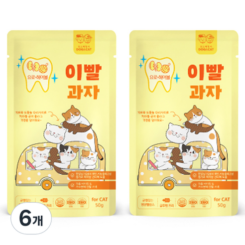 킴스패밀리 고양이 이빨과자, 요로 헤어볼, 50g, 6개