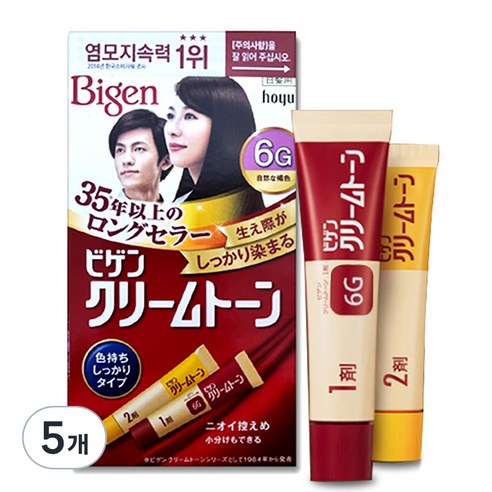 비겐 크림톤 염색제 40g, 6G자연갈색, 5개