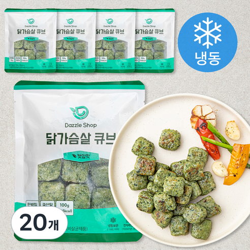 [로켓프레시] 다즐샵 닭가슴살 큐브 깻잎맛 (냉동), 100g, 1개입, 20개