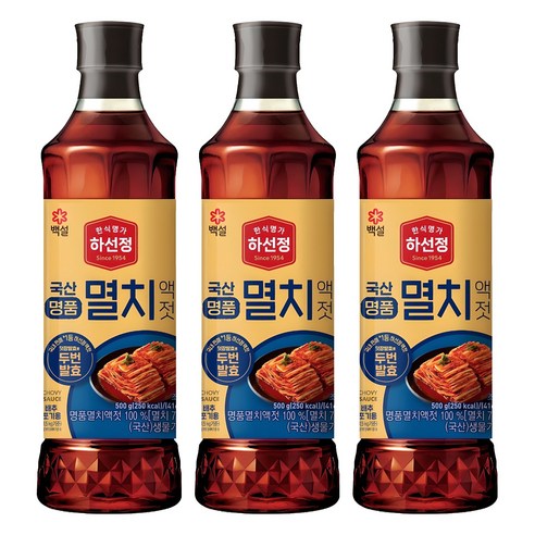하선정 국산 명품 멸치액젓, 500g, 3개