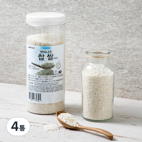 씻어나온 찹쌀, 1.3kg, 4통