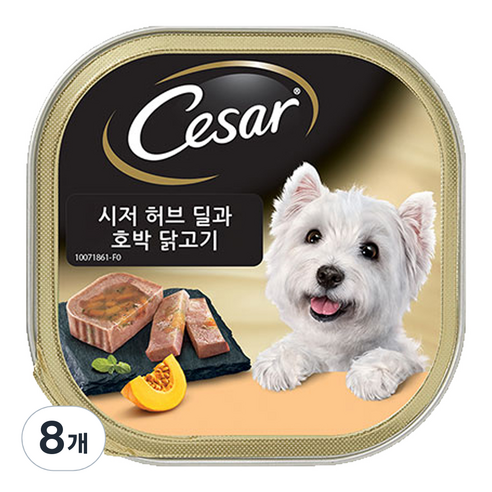 시저 반려견 주식캔 허브 타임과 호박 닭고기, 100g, 8개
