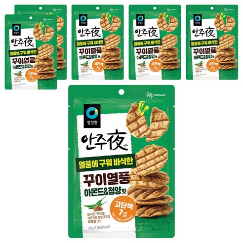 청정원 안주야 꾸이열풍 아몬드 앤 청양맛, 40g, 6개