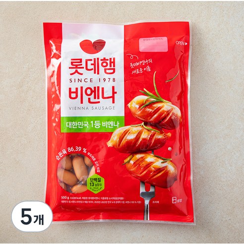 롯데햄 롯데비엔나 (냉장), 500g, 5개
